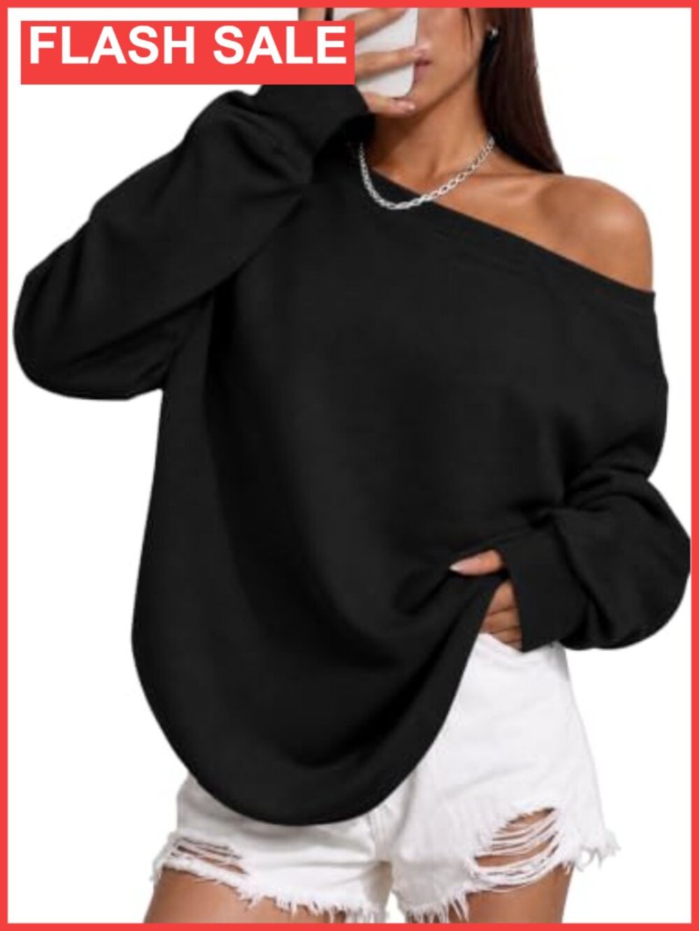 Off The Shoulder Oversized Sweatshirt Long Sleeve Top